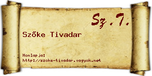 Szőke Tivadar névjegykártya